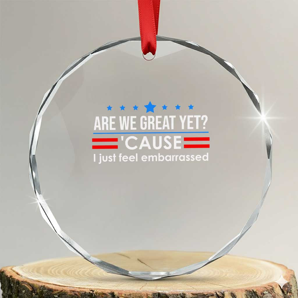 Are We Great Yet I Just Feel Embarrassed Crystal Glass Ornament Political Satire Stars and Stripes TS02