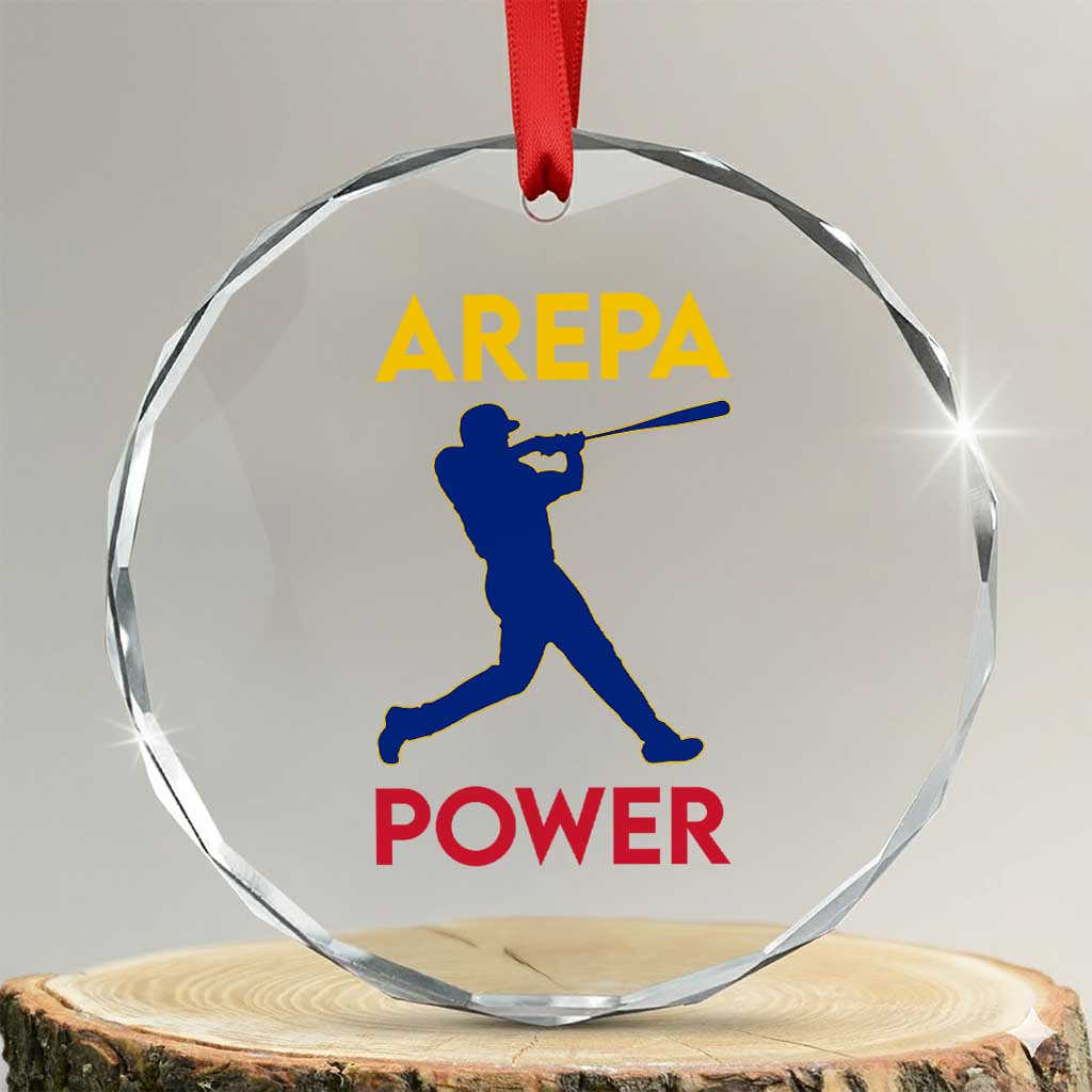 Arepa Power Baseball Batter Silhouette Crystal Glass Ornament Venezuelan Pride Beisbol for Baseball Fans