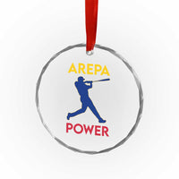 Arepa Power Baseball Batter Silhouette Crystal Glass Ornament Venezuelan Pride Beisbol for Baseball Fans