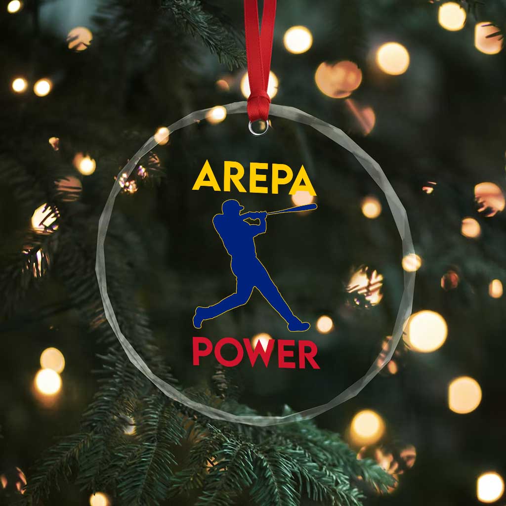 Arepa Power Baseball Batter Silhouette Crystal Glass Ornament Venezuelan Pride Beisbol for Baseball Fans
