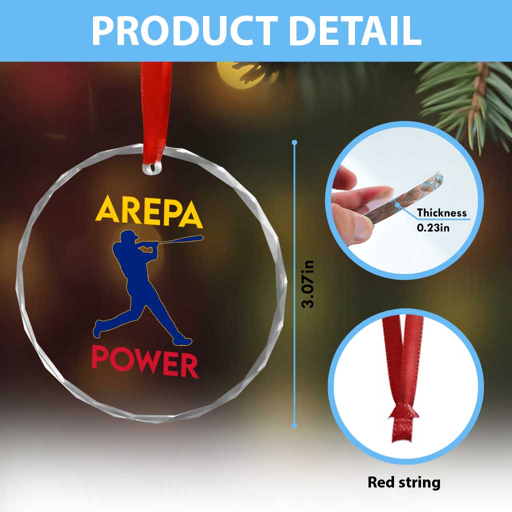 Arepa Power Baseball Batter Silhouette Crystal Glass Ornament Venezuelan Pride Beisbol for Baseball Fans