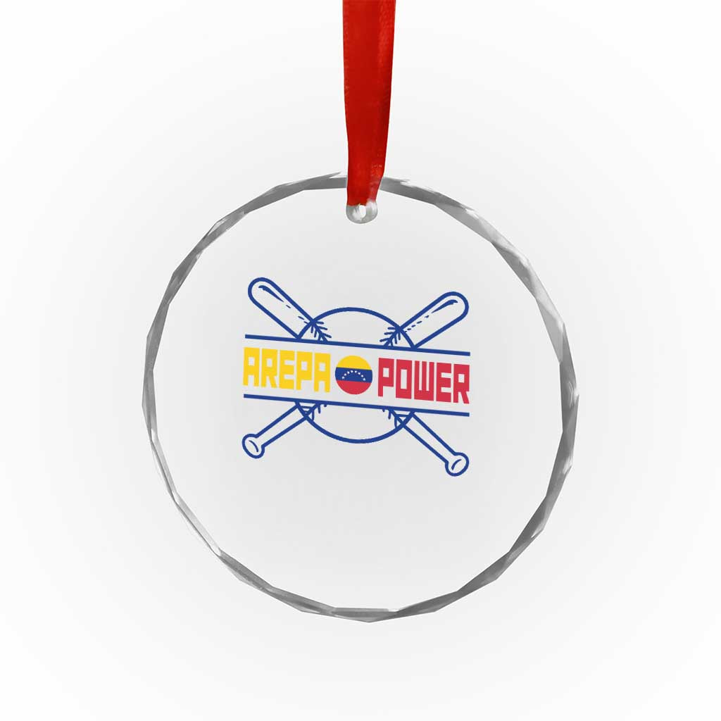 Arepa Power Baseball Crossed Bats Crystal Glass Ornament Funny Venezuelan Pride Gift for Latino Sports Fans
