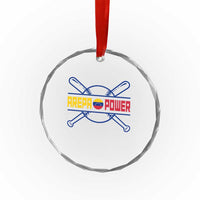 Arepa Power Baseball Crossed Bats Crystal Glass Ornament Funny Venezuelan Pride Gift for Latino Sports Fans