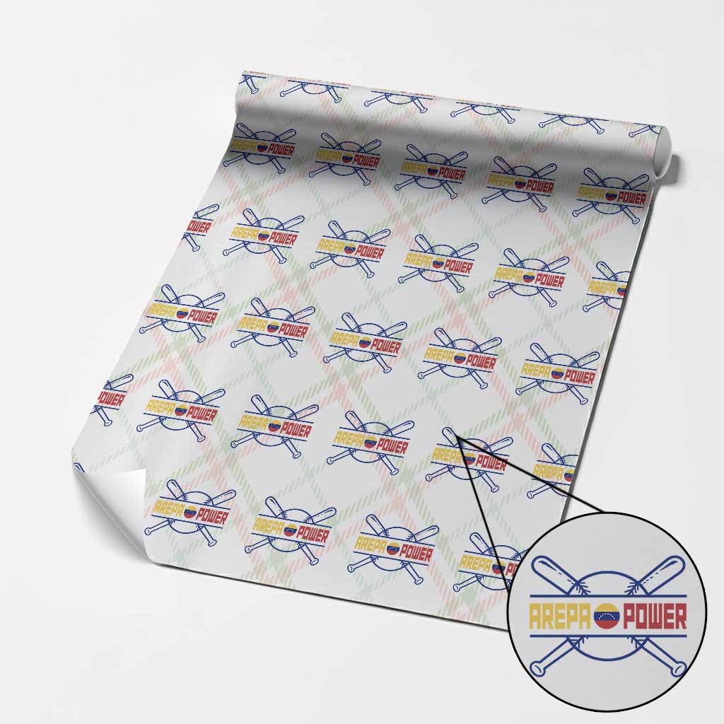 Arepa Power Baseball Crossed Bats Wrapping Paper Roll Funny Venezuelan Pride Gift for Latino Sports Fans