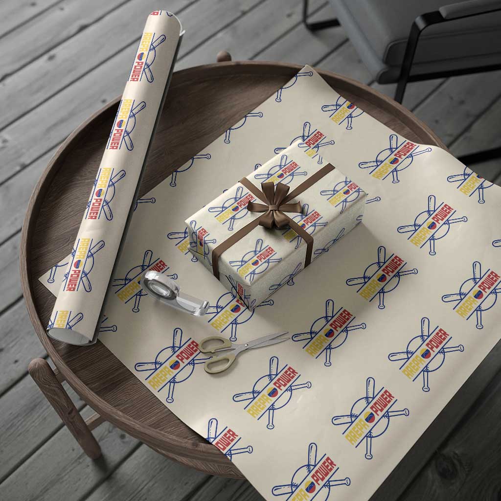 Arepa Power Baseball Crossed Bats Wrapping Paper Roll Funny Venezuelan Pride Gift for Latino Sports Fans