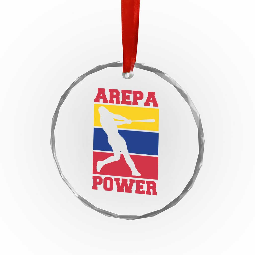 Arepa Power Venezuela Baseball Flag Crystal Glass Ornament Funny Venezuelan Pride Gift for Beisbol Lovers