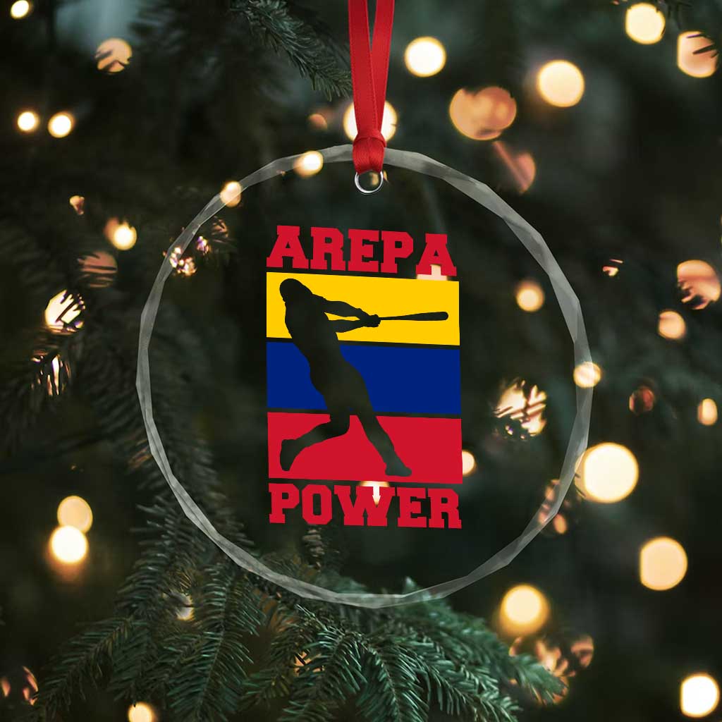 Arepa Power Venezuela Baseball Flag Crystal Glass Ornament Funny Venezuelan Pride Gift for Beisbol Lovers