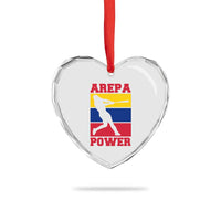 Arepa Power Venezuela Baseball Flag Heart Crystal Glass Ornament Funny Venezuelan Pride Gift for Beisbol Lovers