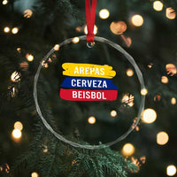 Arepas Cerveza Beisbol Venezuela Things Crystal Glass Ornament Funny Latino Food Beer and Baseball Pride