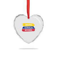 Arepas Cerveza Beisbol Venezuela Things Heart Crystal Glass Ornament Funny Latino Food Beer and Baseball Pride
