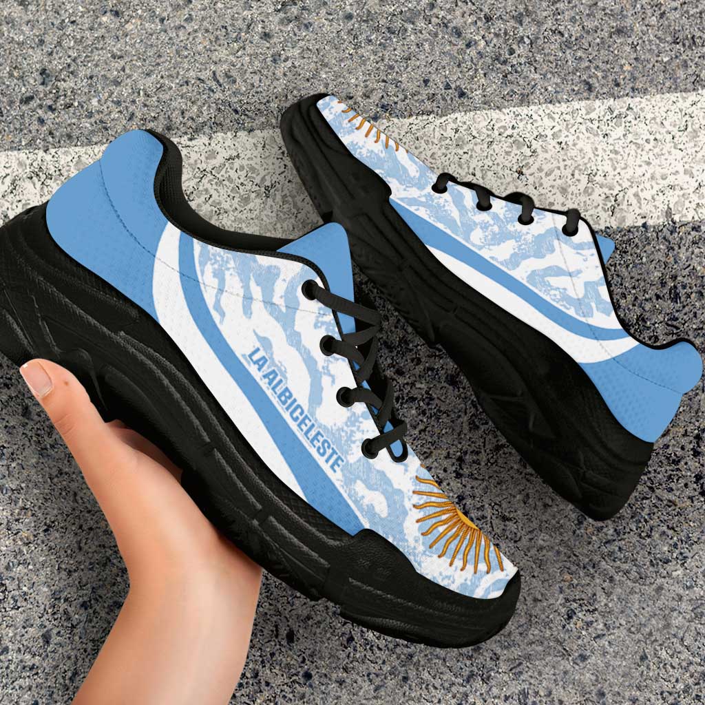 Argentina 2026 Football Chunky Sneakers Vamos La Albiceleste Grunge Curve Stylized - Wonder Print Shop