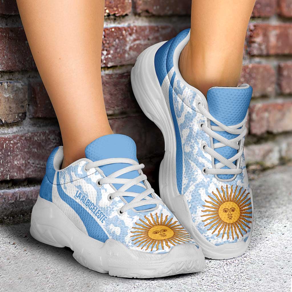 Argentina 2026 Football Chunky Sneakers Vamos La Albiceleste Grunge Curve Stylized - Wonder Print Shop