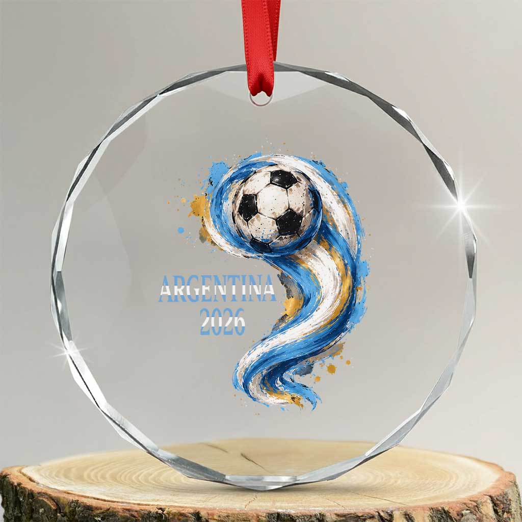 Argentina 2026 Soccer Fan Crystal Glass Ornament Proud Football Flag Supporter