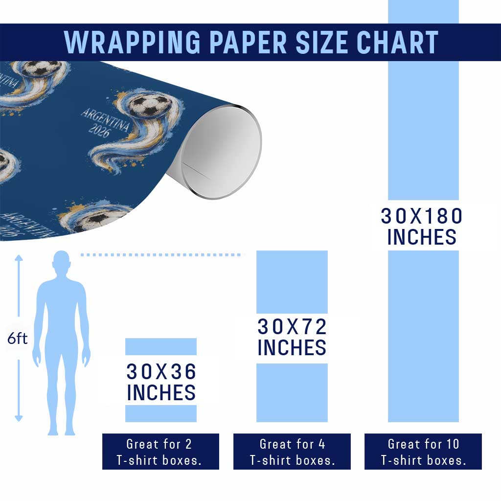 Argentina 2026 Soccer Fan Wrapping Paper Roll Proud Football Flag Supporter