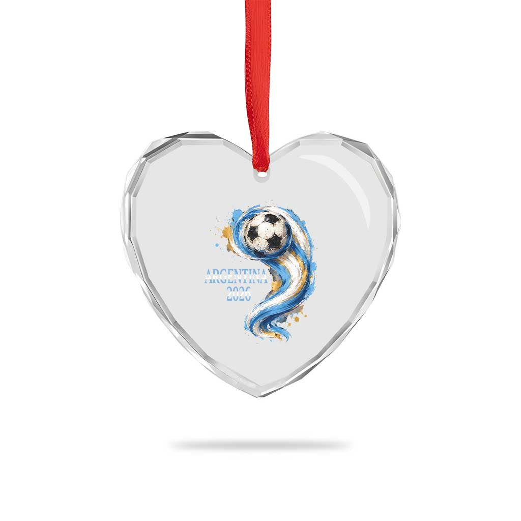 Argentina 2026 Soccer Fan Heart Crystal Glass Ornament Proud Football Flag Supporter