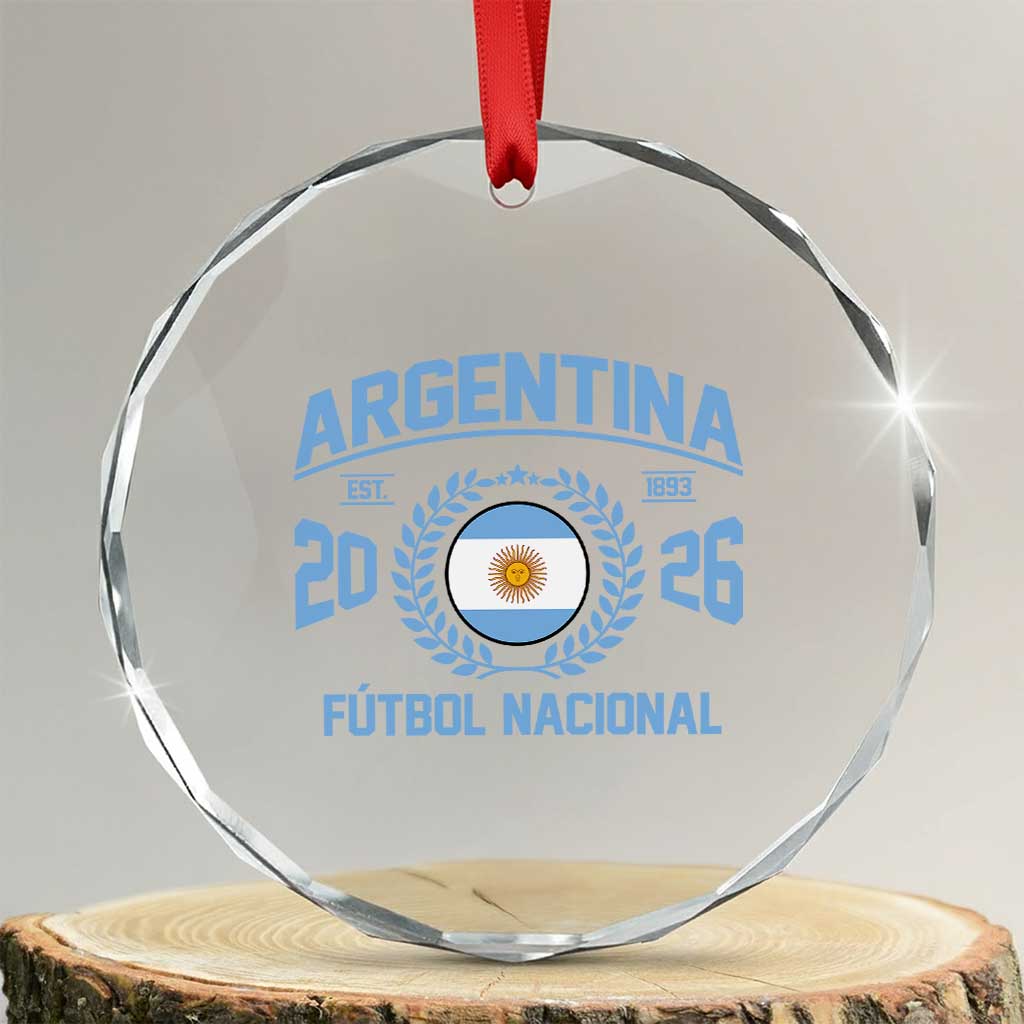 Argentina 2026 Soccer Football Fan Argentinian Flag Crystal Glass Ornament