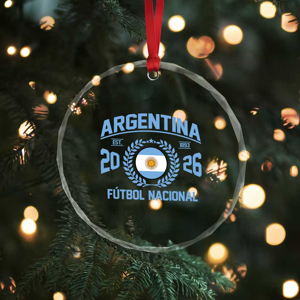 Argentina 2026 Soccer Football Fan Argentinian Flag Crystal Glass Ornament
