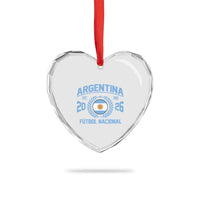 Argentina 2026 Soccer Football Fan Argentinian Flag Heart Crystal Glass Ornament