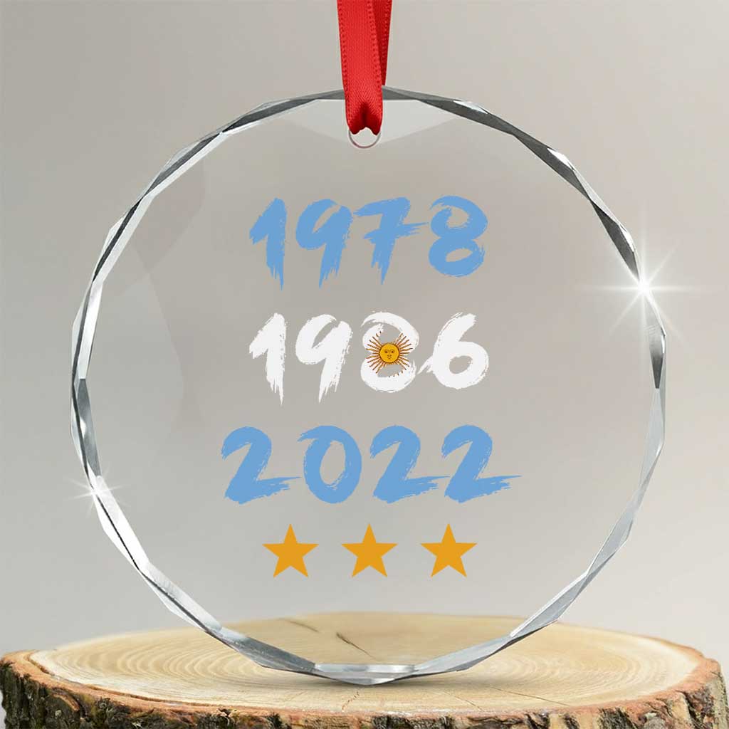 Argentina 3 Stars Champions Crystal Glass Ornament 1978 1986 2022 Football Pride