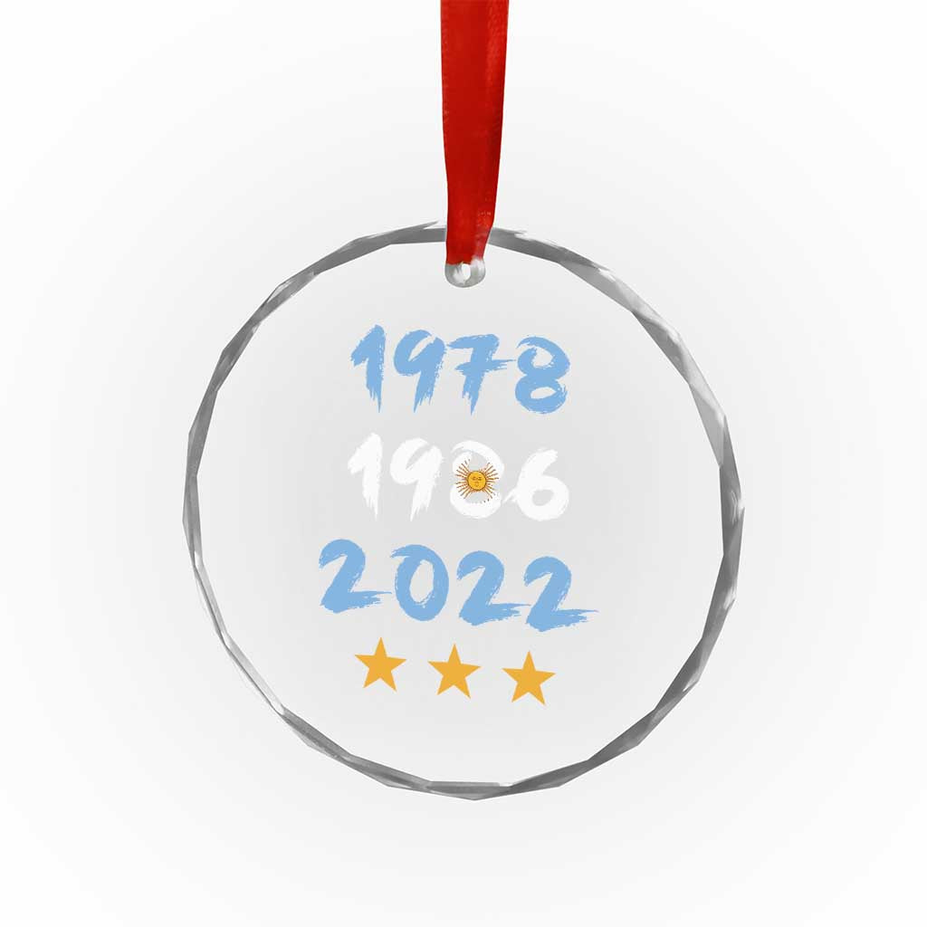 Argentina 3 Stars Champions Crystal Glass Ornament 1978 1986 2022 Football Pride