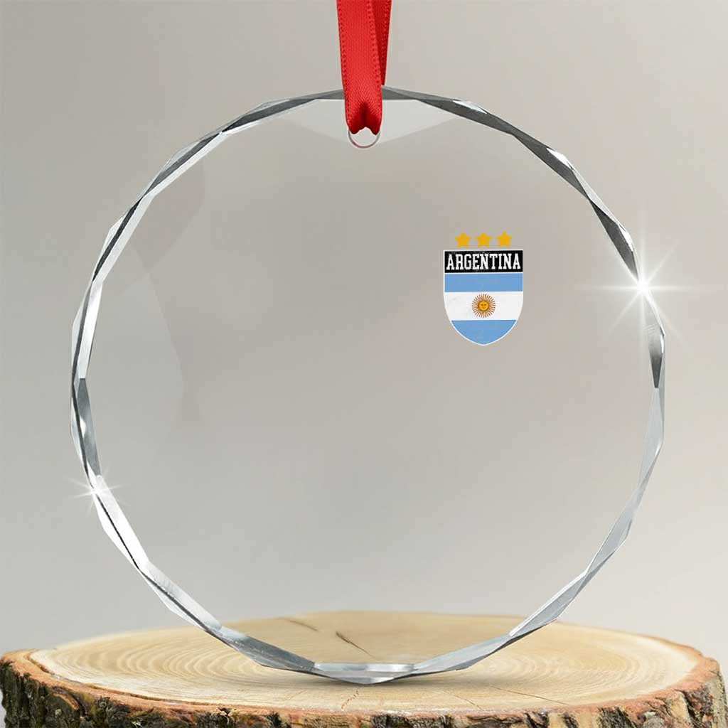 Argentina 3rd Star Vintage Argentine Football Crest Crystal Glass Ornament