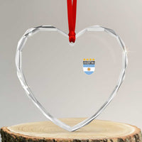 Argentina 4th Star Vintage Argentine Football Crest Heart Crystal Glass Ornament