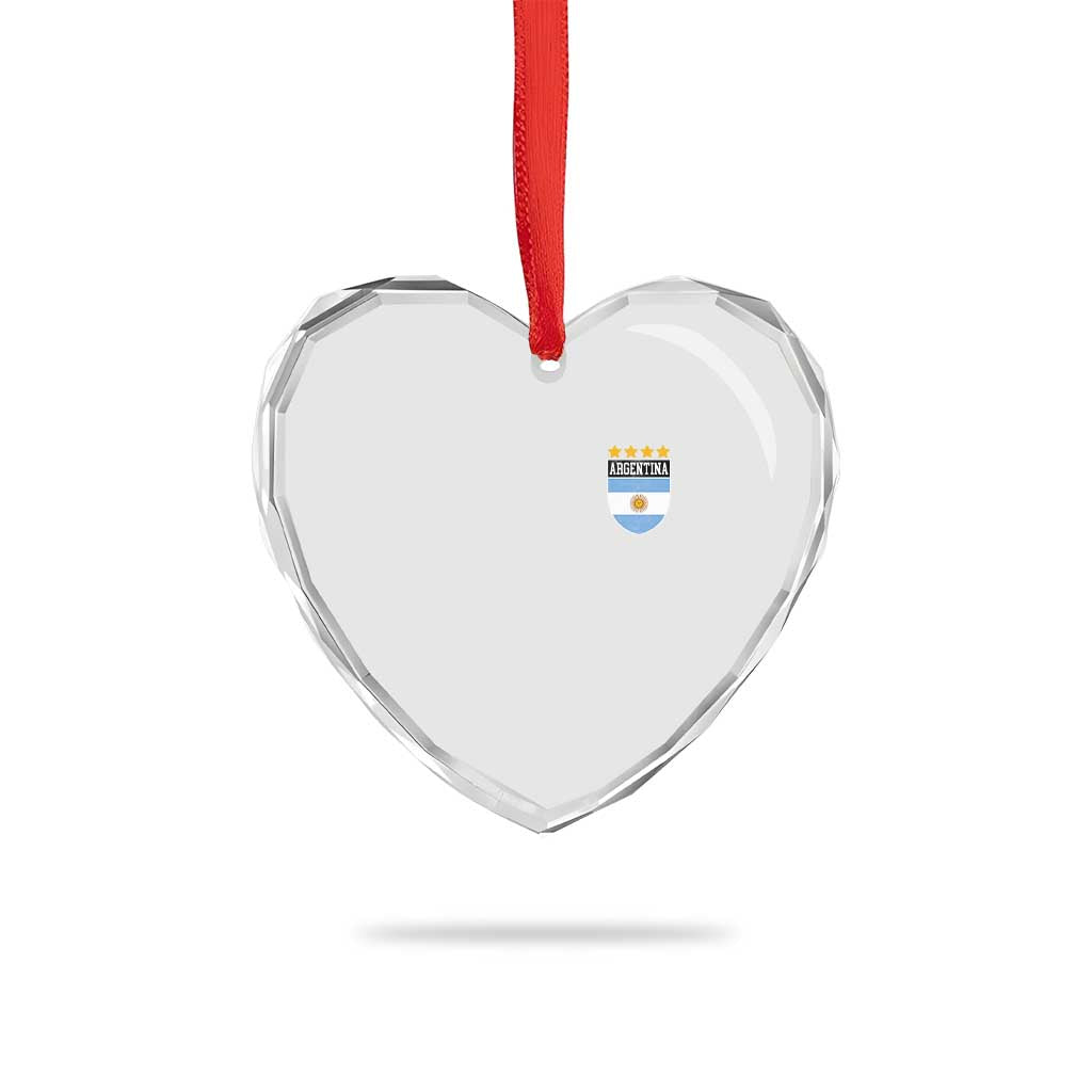 Argentina 4th Star Vintage Argentine Football Crest Heart Crystal Glass Ornament