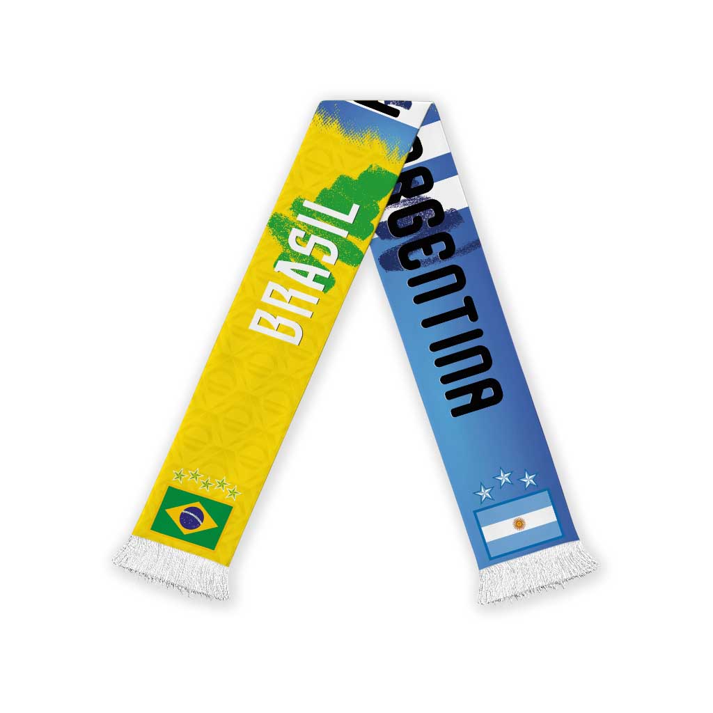 Argentina and Brazil Football Mashup Soccer Scarf La Albiceleste and Selecao