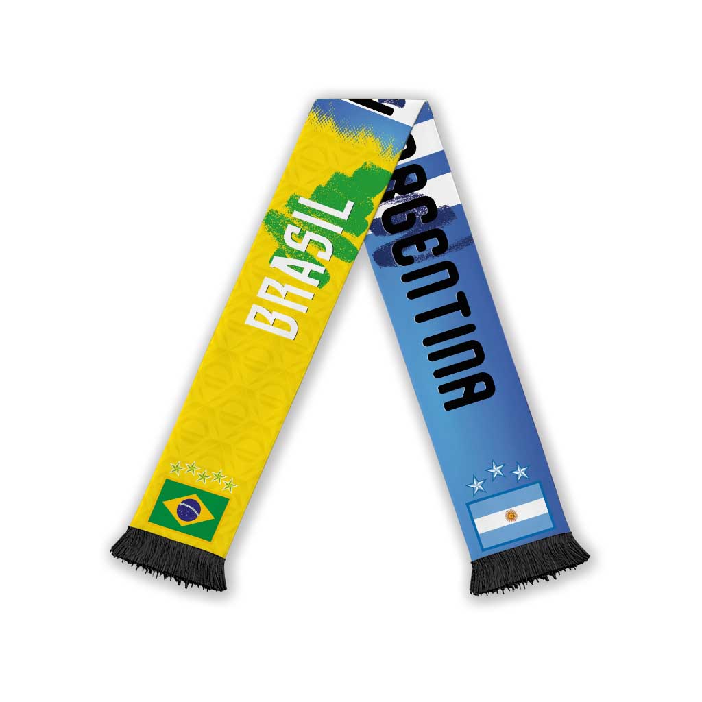 Argentina and Brazil Football Mashup Soccer Scarf La Albiceleste and Selecao
