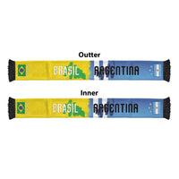 Argentina and Brazil Football Mashup Soccer Scarf La Albiceleste and Selecao