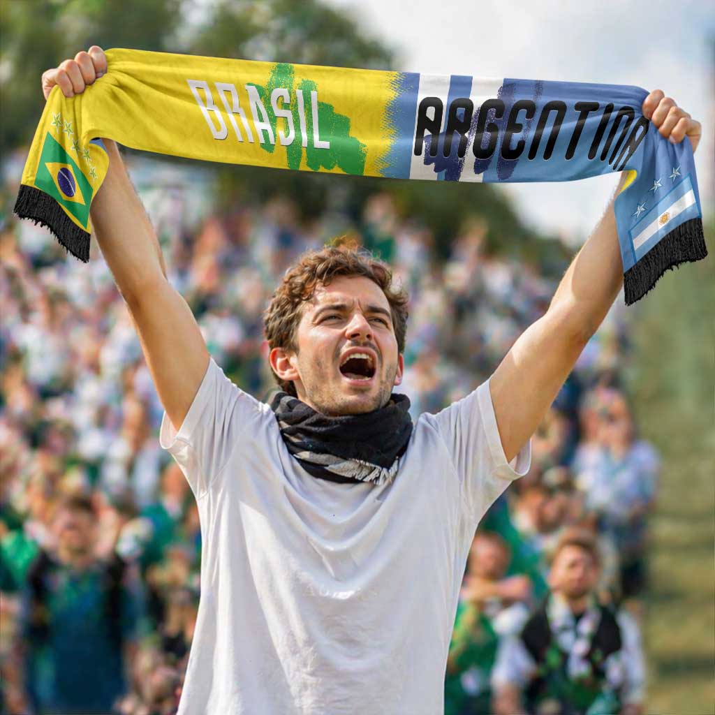 Argentina and Brazil Football Mashup Soccer Scarf La Albiceleste and Selecao