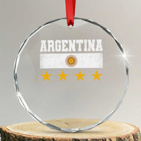 Argentina Champions 2026 4th Star Crystal Glass Ornament Vintage Sol De May and Stripes