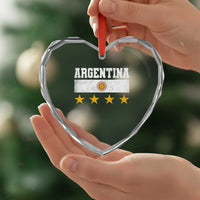 Argentina Champions 2026 4th Star Heart Crystal Glass Ornament Vintage Sol De May and Stripes