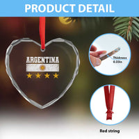 Argentina Champions 2026 4th Star Heart Crystal Glass Ornament Vintage Sol De May and Stripes