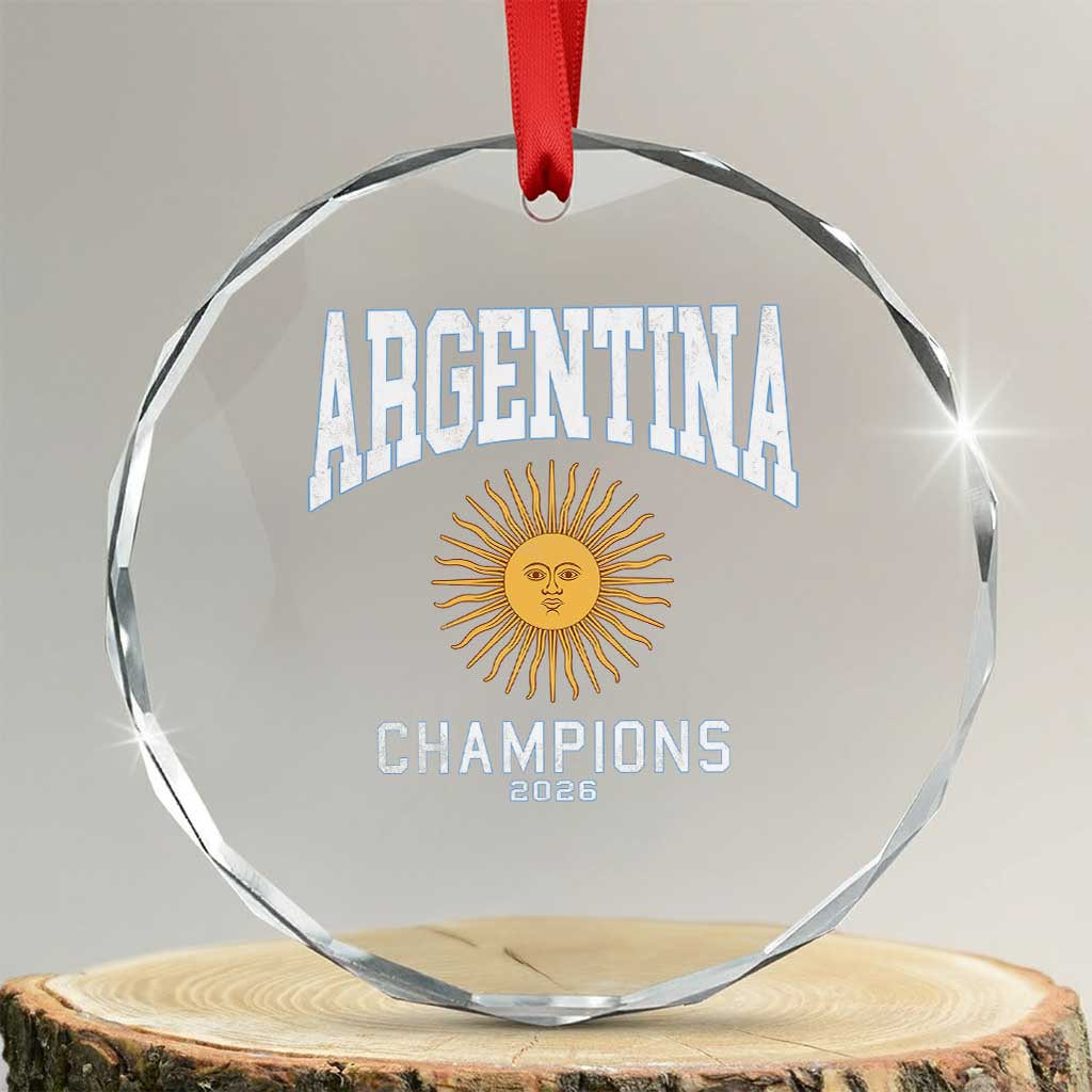 Argentina Champions 2026 Crystal Glass Ornament Argentinian Pride Vintage Sol De Mayo