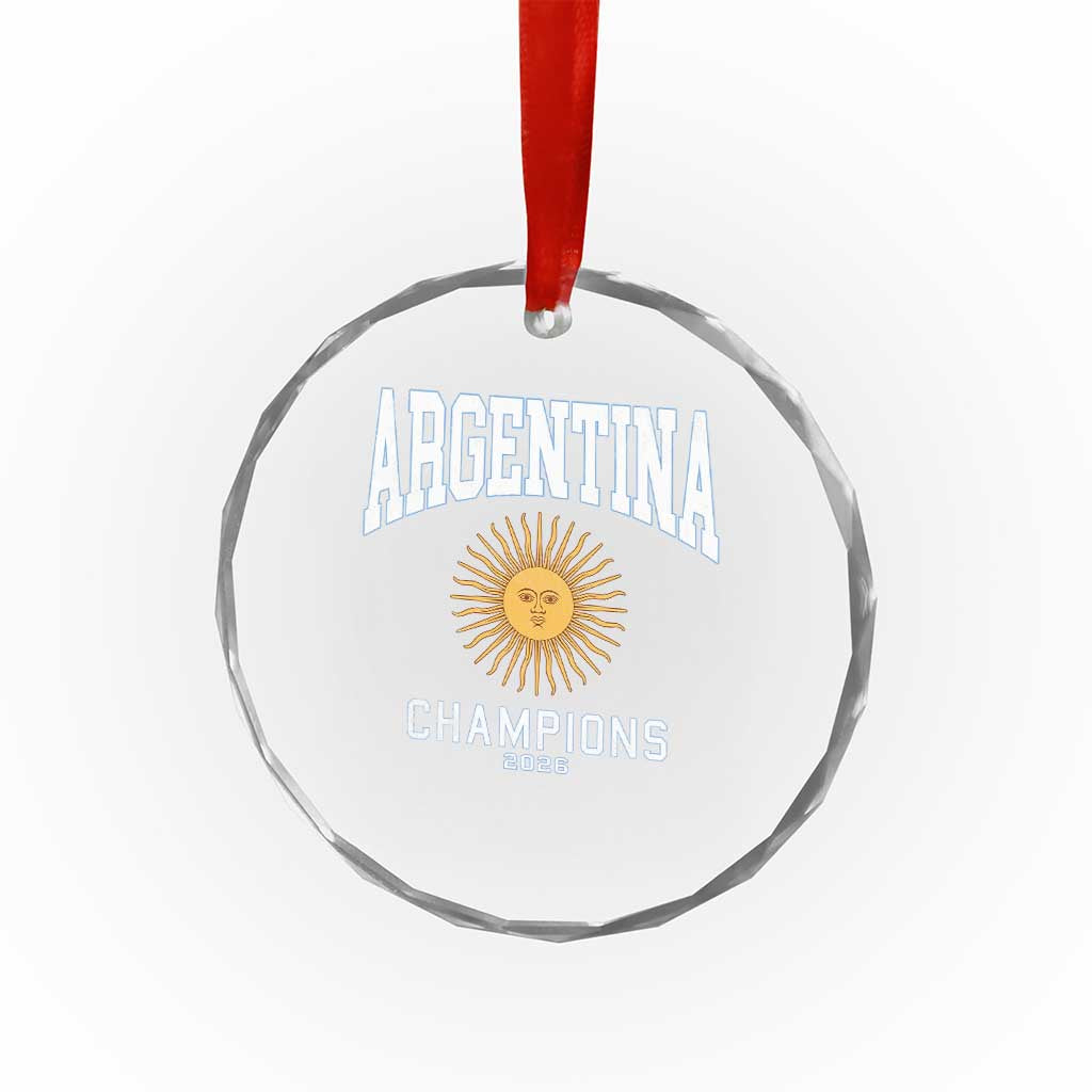 Argentina Champions 2026 Crystal Glass Ornament Argentinian Pride Vintage Sol De Mayo