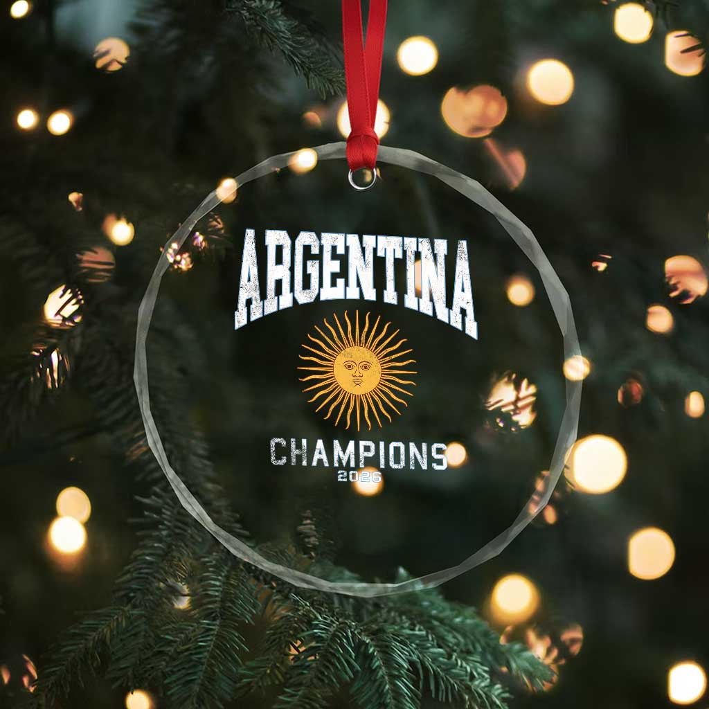 Argentina Champions 2026 Crystal Glass Ornament Argentinian Pride Vintage Sol De Mayo