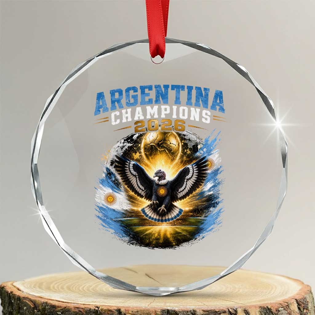 Argentina Champions 2026 Crystal Glass Ornament Proud Argentinian Football Fan
