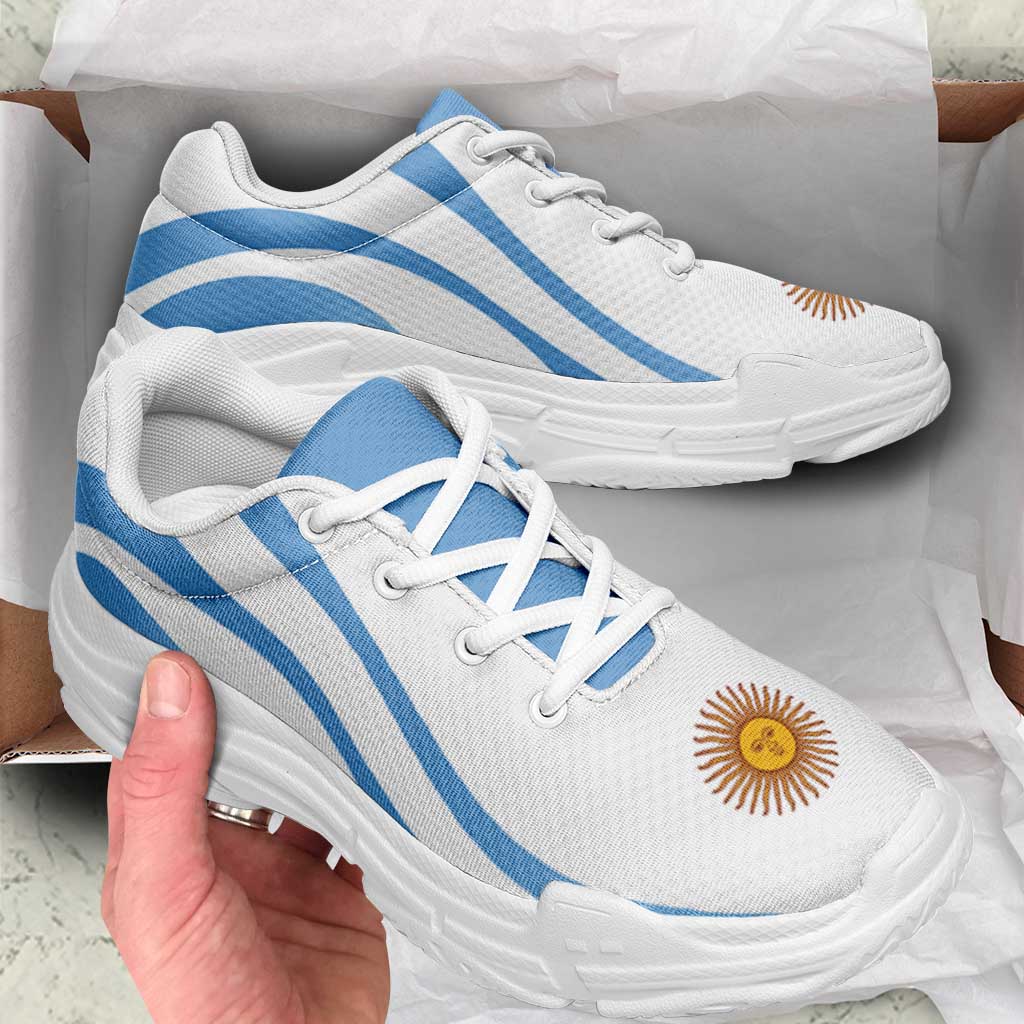 Argentina Football Chunky Sneakers Flag-Inspired Curve Style