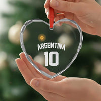 Argentina Football Number 10 Jersey Style Heart Crystal Glass Ornament Soccer Fan