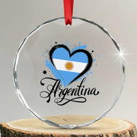Argentina Heart Argentinian Flag Sun of May Patriotic Crystal Glass Ornament