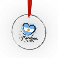 Argentina Heart Argentinian Flag Sun of May Patriotic Crystal Glass Ornament