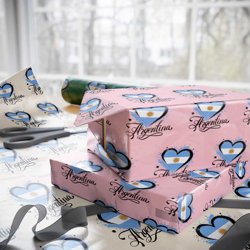 Argentina Heart Argentinian Flag Sun of May Patriotic Wrapping Paper Roll