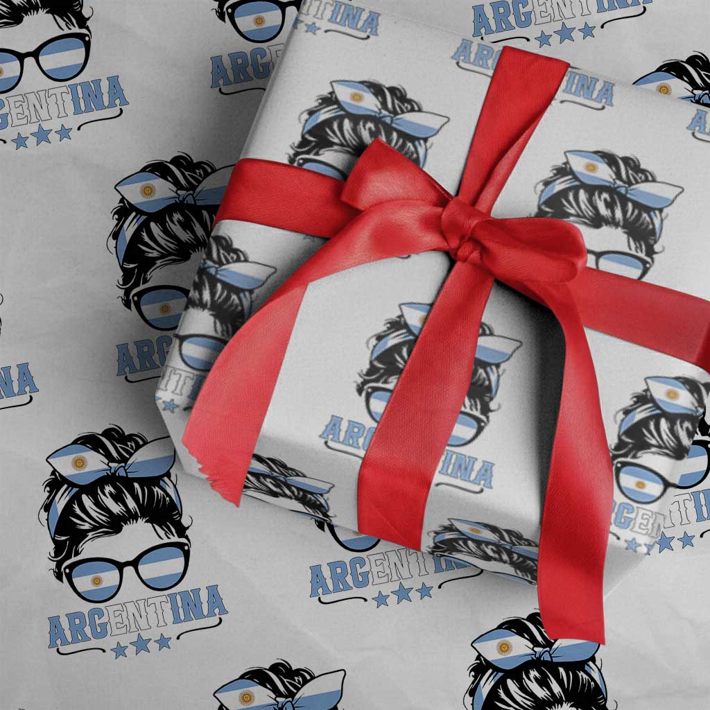 Argentina Messy Bun Proud Argentinian Flag Wrapping Paper Roll