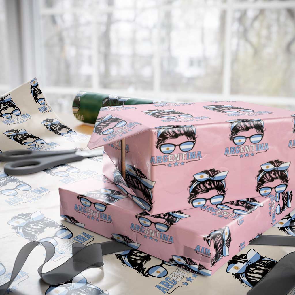 Argentina Messy Bun Proud Argentinian Flag Wrapping Paper Roll