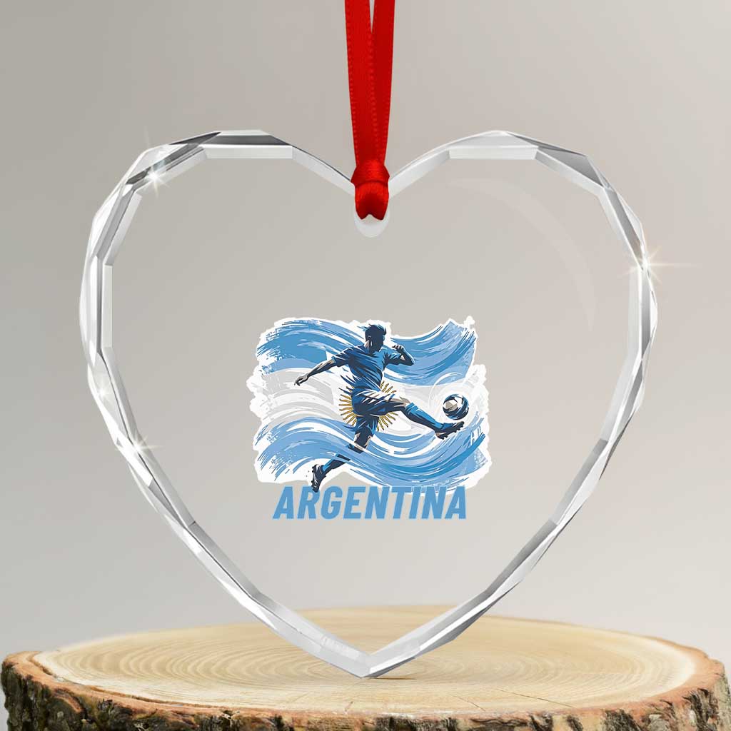 Argentina Soccer Fan Argentinian Flag Patriotic Sports Heart Crystal Glass Ornament