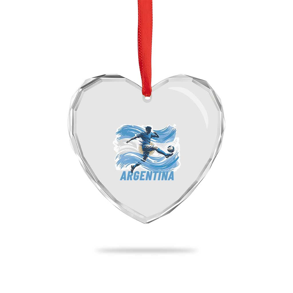 Argentina Soccer Fan Argentinian Flag Patriotic Sports Heart Crystal Glass Ornament
