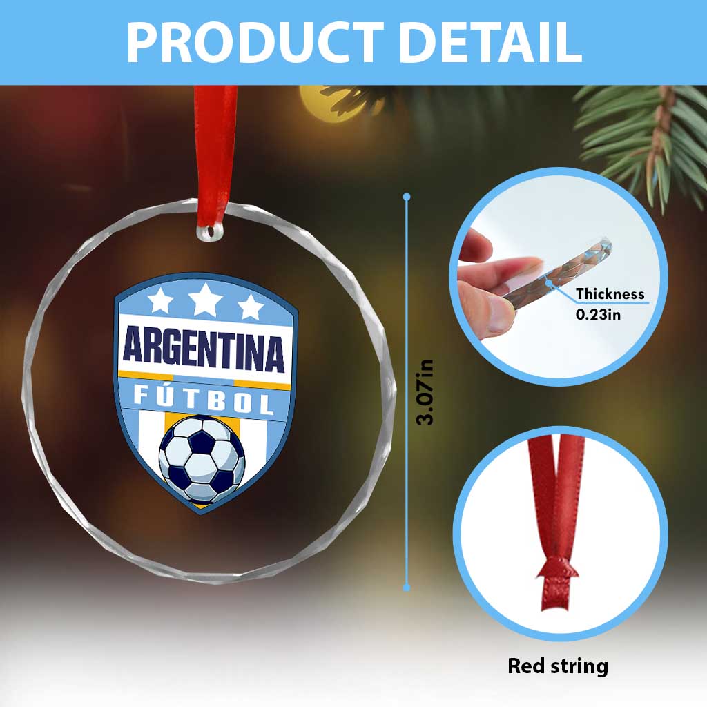 Argentina Soccer Football Crystal Glass Ornament Argentinian Football Game Day Supporter