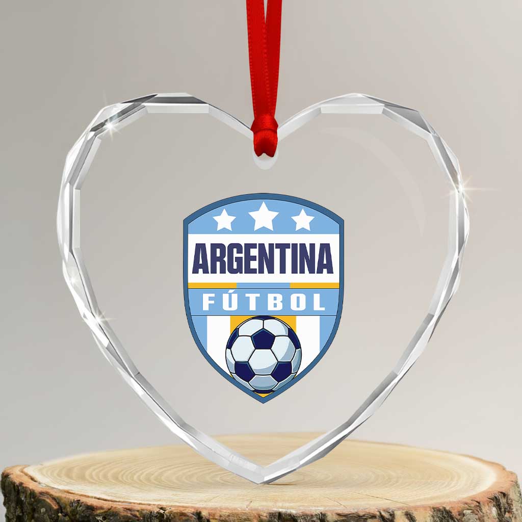 Argentina Soccer Football Heart Crystal Glass Ornament Argentinian Football Game Day Supporter