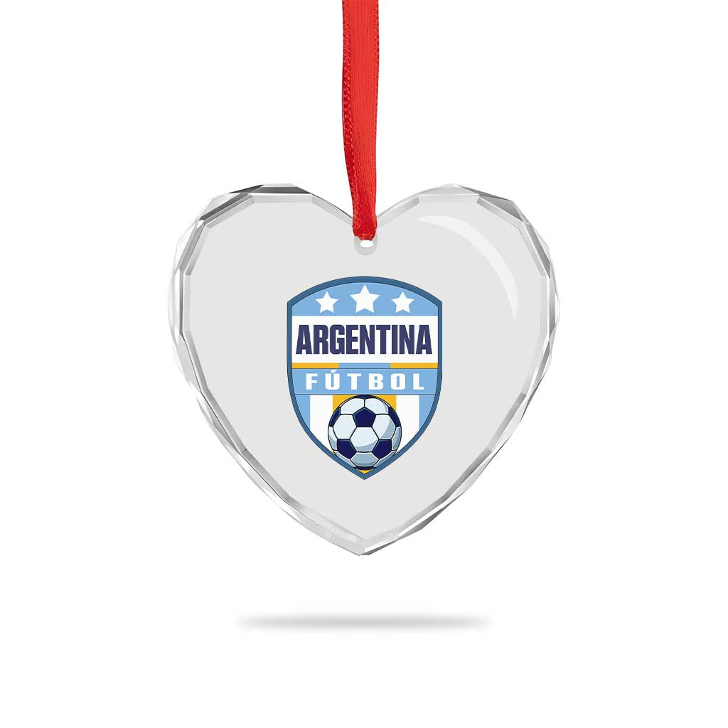 Argentina Soccer Football Heart Crystal Glass Ornament Argentinian Football Game Day Supporter